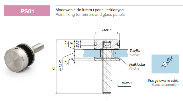 rysunek techniczny śruba do mocowania lustra 