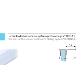 Schemat techniczny uszczelki SDVN 8-10 dedykowanej do systemu przesuwnego Verona II - przekroj z wymiarami