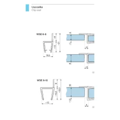 Schemat techniczny uszczelki WSE 6-8 i WSE 8-10 do kabin prysznicowych - przekroj z wymiarami