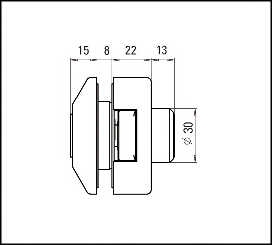 Zamek centralny do drzwi szklanych z otworem na wkładkę patentową rys2